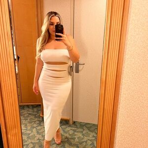 Elegant White Cut-Out Dress